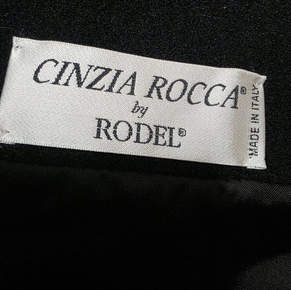 Cinzia Rocca By Rodel Black Winter Wool Coat w Fox Fur Trim Cuffs IT46/ US 16 - Picture 10 of 17